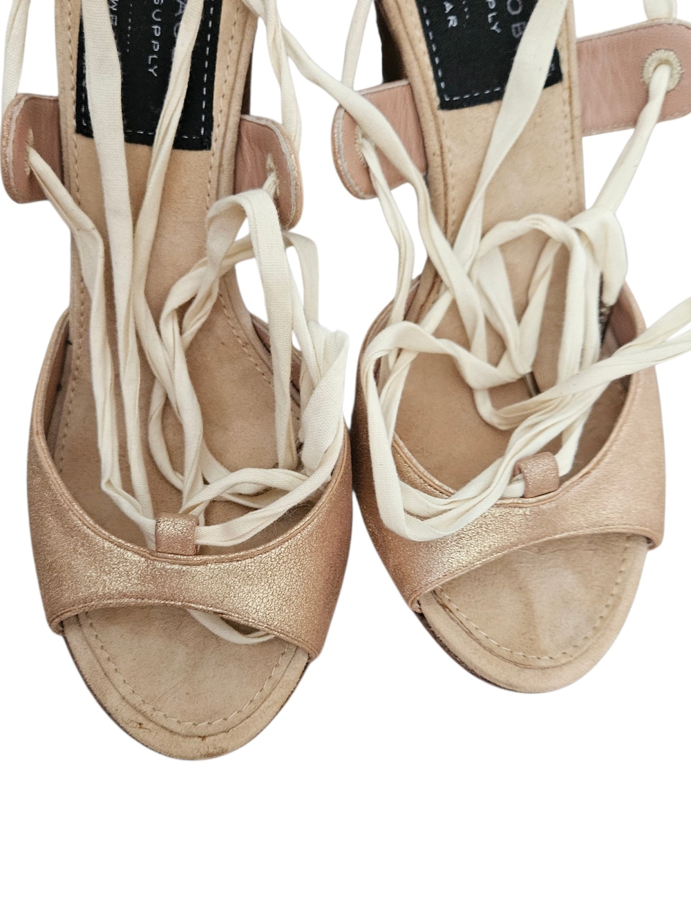 Marc Jacobs Champagne Lace-Up High Heel Sandals Size 39/8 - Picture 3 of 6